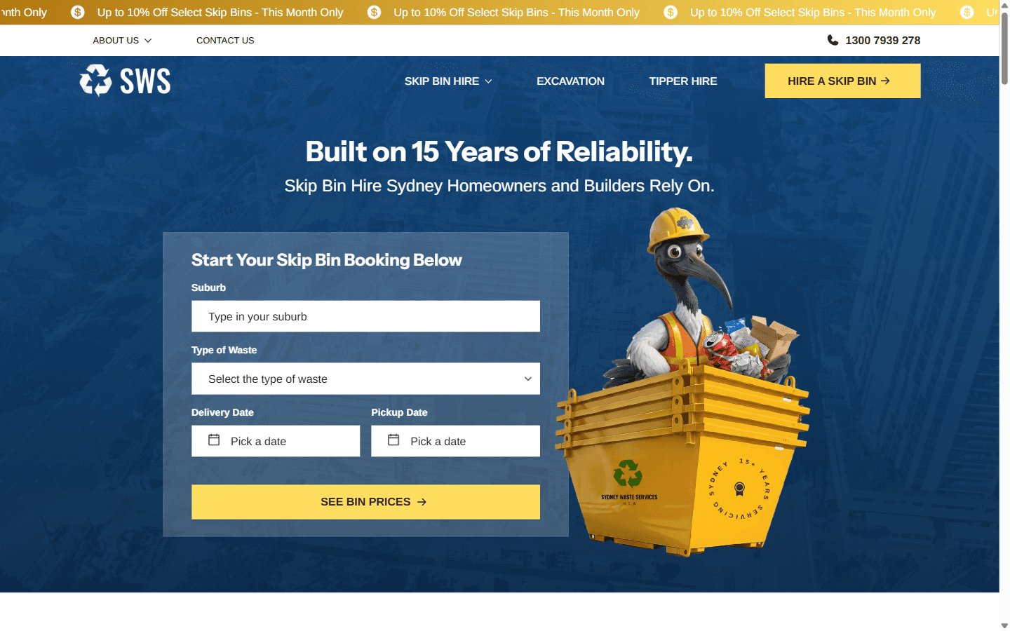 Sydney Waste Services website